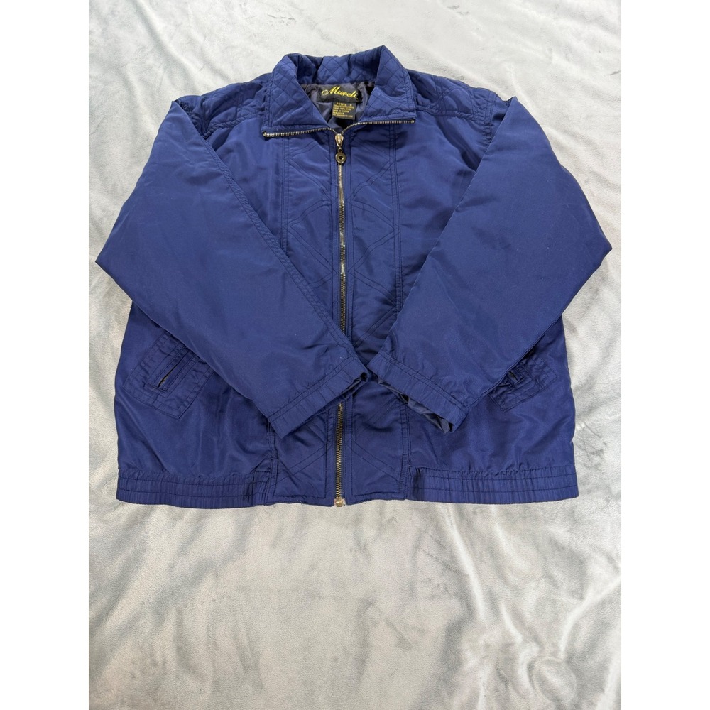 VTG Mureli Windbreaker Jacket Women's Petite S Blue Full Zip Lined Nylon Retro